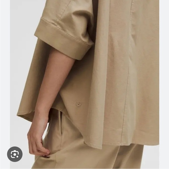 NWT Lululemon Lululinen Relaxed Button-Up Size Large Sheer Oak - Picture 8 of 9